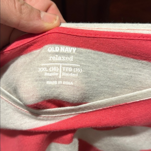 Old Navy Relaxed Striped Top in Coral and White - Picture 2 of 3